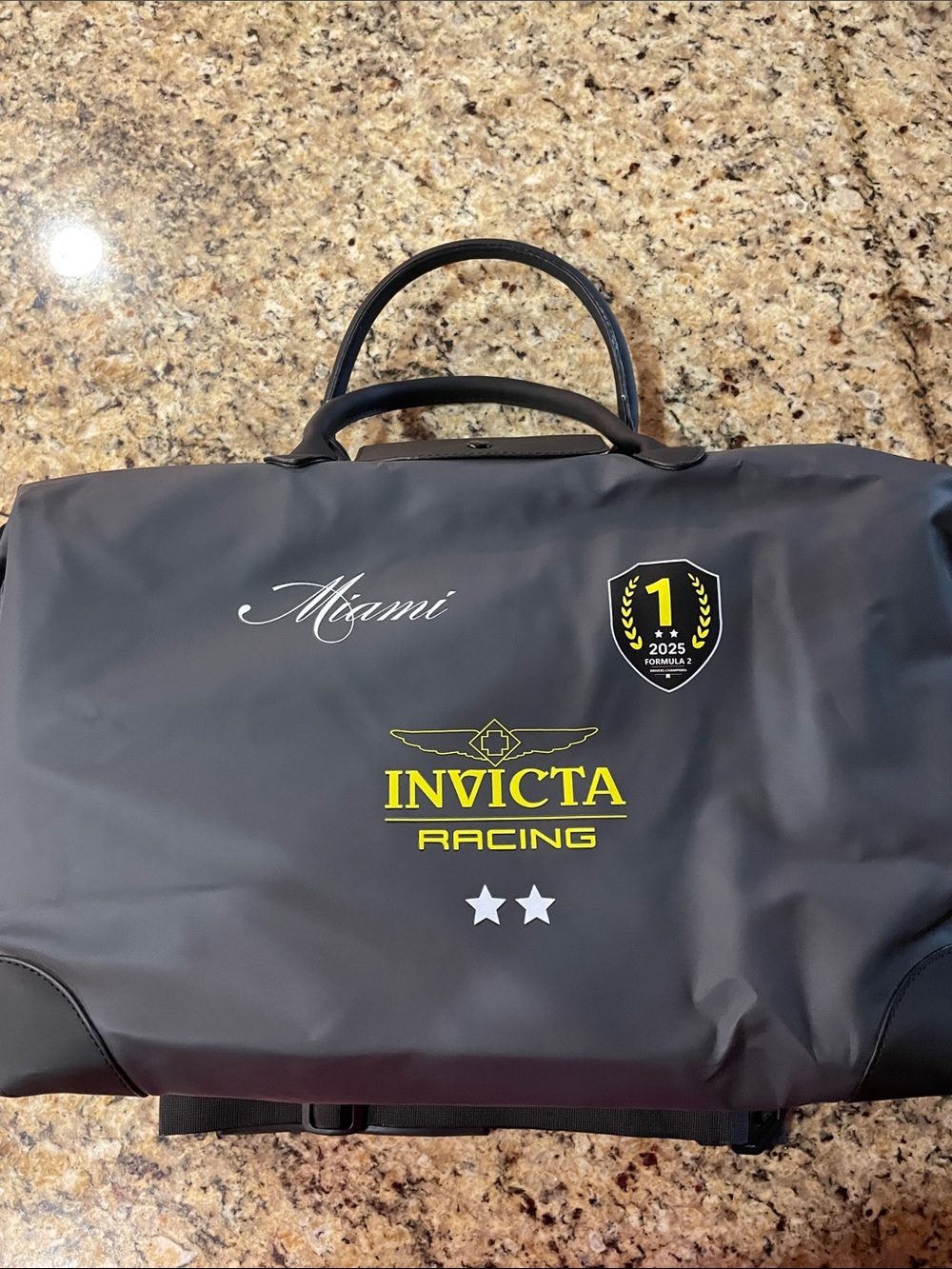 Invicta Racing Black Travel Bag with Yellow Logo